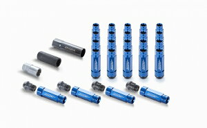 エセックスCRS シーアールエス (M12×P1.25) 2ピースシェルナット ロング/ローレット アダプターポーチ付 4穴用(16本入り) ブルー