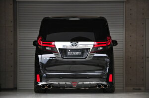 ノブレッセアルファード 30系 リアディフューザー 塗装済 LEDバックフォグ付 ブラック (202)