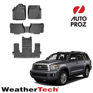 フロアマット トヨタ セコイヤ センターコンソールあり 2008-2011年 2列目バケットシート 3列セット フロアライナー ブラック Weathertech ウェザーテック 正規品