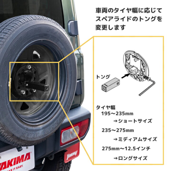 楽天市場】YAKIMA 正規品 スペアライド 2台積載 背面スペアタイヤ部 