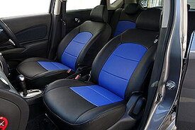 モビリオ GB W/WT/XT 後期 運転席ハイアジャスター付車 シートカバー モダン カラー：ブラック+青色