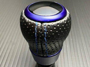 ZN6 86 AT用 オーナメントブラック&ブラックディンプルレザー ブルーステッチ マッドブルー シフトノブ