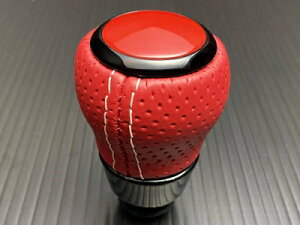 ZN6 86 AT用 オーナメントレッド&レッドディンプルレザー シルバーステッチ ピアノブラック シフトノブ