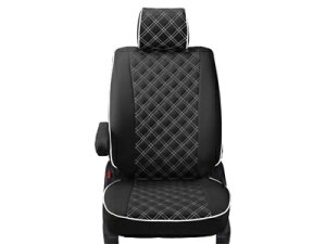 ヴォクシー MZRA90W / MZRA95W 7人 OPインテリアイルミ/シートBテーブル装備車 シートカバー キルティングタイプ ブラック×ホワイトステッチ