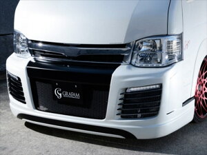 ハイエース 200系 ワイドミドル 3型 グラファム デュオ フロントバンパースポイラー 塗分け塗装済 カラー:ダークグレーマイカメタリック (1E2) 取付込