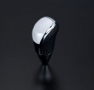 ハイエース 200系 標準ボディ シフトノブ Vタイプ (ロング) パールホワイト×ブラックユーロステッチ