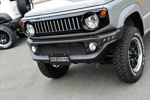 JB64W ジムニー フロントバンパー(ウォッシャーノズル対応) 塗装済品 艶消しブラック+5連LED-KIT