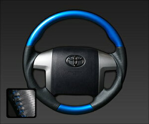 REAL/レアル ステアリング 70系 ヴォクシ− R70G/W (2007.6〜 ) 4本スポ−クタイプ パールブルーウッド/ブルーステッチ