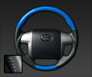 REAL/レアル ステアリング 70系 ヴォクシ− R70G/W (2007.6〜 ) 4本スポ−クタイプ プラチナブルーカーボン/ブルーステッチ