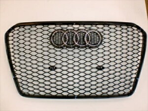 Audi A5 RS5 (フェイスリフト後) フロントグリル ブラックタイプ 本体+レインホースカバー+ナンバーホルダー+パーキングセンサーホルダーセット 取付込