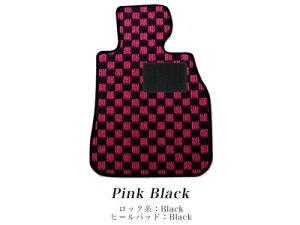GR ヤリス 4WD MT チェックシリーズ フロアマット ヒールパットあり:ピンク/ブラック