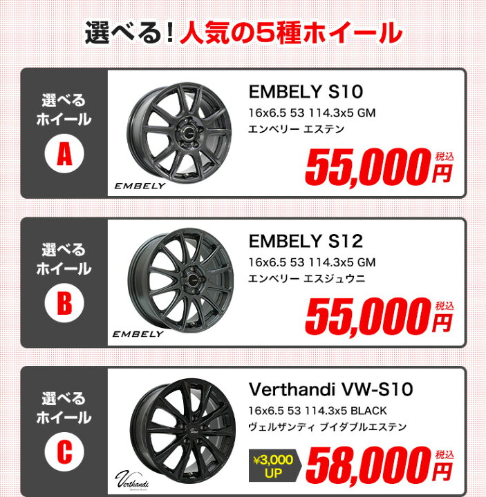 楽天市場】【P10倍！3/30】205/60R16 選べるホイール サマータイヤ 