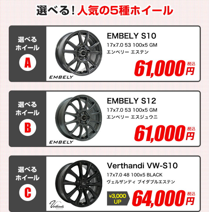 楽天市場】215/45R17 選べるホイール サマータイヤホイールセット(215 