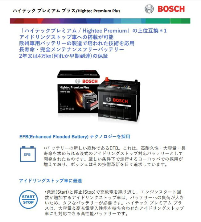 楽天市場】BOSCH ボッシュ バッテリー Hightec Premium Plus 