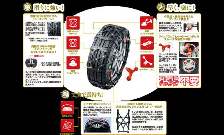 楽天市場】タイヤチェーン 非金属 バイアスロン クイックイージー QE3L 
