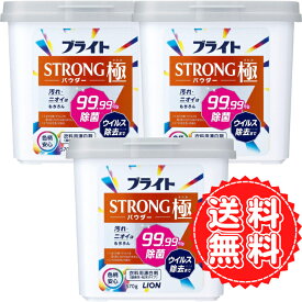 漂白剤 衣類用 酸素系 パウダー ブライト STRONG 極 粉末タイプ 本体 洗濯 つけ置き ウイルス 除菌 汚れ ニオイ ライオン 黄ばみ シミ 黒ずみ 生乾き臭 スプーン ポケット 570g ×3個