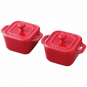 ストウブ スクエアココットペア 40511-098-0(チェリー) 内祝い お返し ギフトセット 出産内祝い 結婚内祝い 御祝 お供え 御供 お歳暮 御歳暮 七五三内祝 香典返し 粗供養 快気祝い 快気内祝い