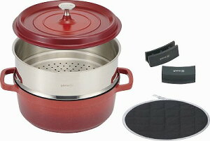 送料無料 送料込 ジョイア キャセロール24cm&蒸し器4点セット レッド XC-4RE 内祝い お返し ギフトセット 出産内祝い 結婚内祝い 御祝 お供え 御供 お歳暮 御歳暮 七五三内祝 香典返し 粗供養