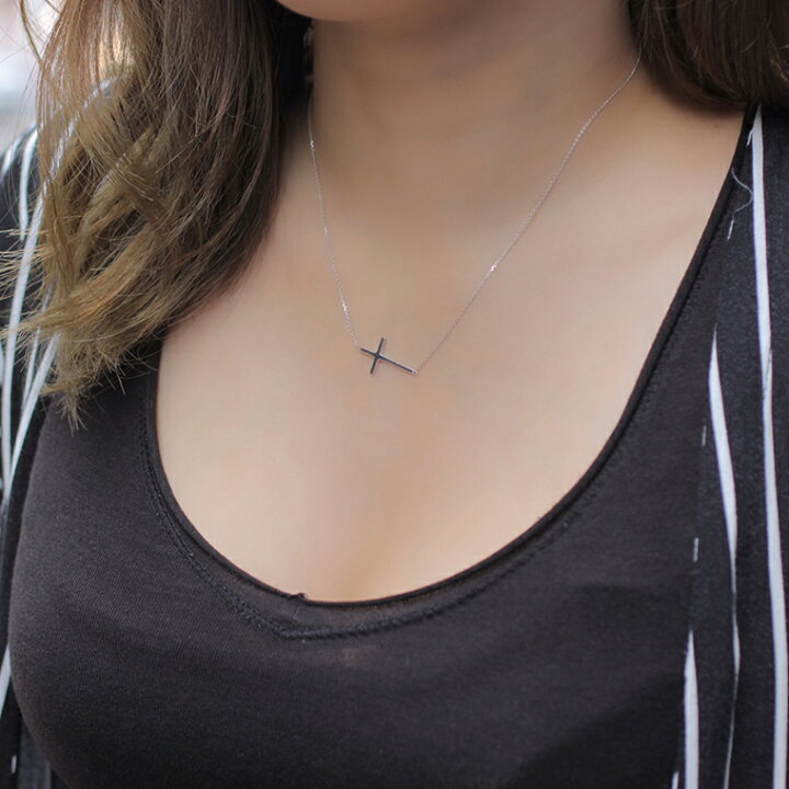楽天市場 Sideways Cross 10k ホワイトゴールドサイドクロスネックレス 42cm 3 9181 06 Lsj22 Avalanche Gold Jewelry