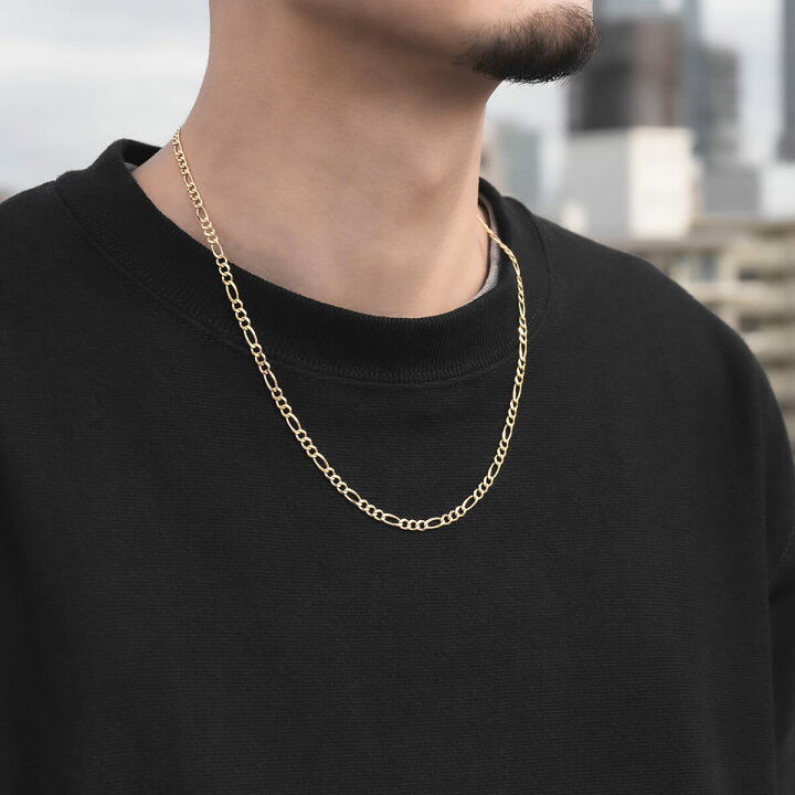 楽天市場】10K イエローゴールド フィガロネックレス 幅3.8mm 45cm 