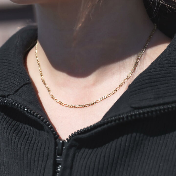 楽天市場】10K イエローゴールド フィガロネックレス 幅2.8mm 40cm  