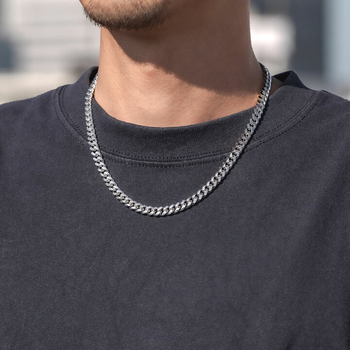 楽天市場】シルバー マイアミネックレス 幅6.5mm 45cm-60cmA180KMDO2 