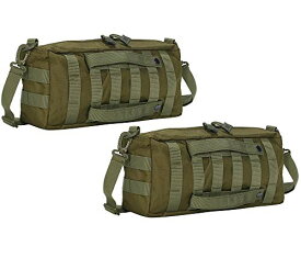 サバゲー バッグ 2個 セット MOLLE モール システム ブラック カーキ ブラウン サイド ポーチ バック パック KRB026 (グリーン)