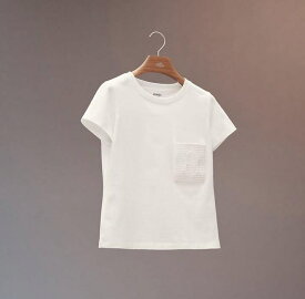 シェーヌダンクル エルメス 刺繍ポケット マイクロTシャツ ホワイト HERMES EMBROIDERED POCKET T-SHIRTS CHAINE'D ANCRE WHITE