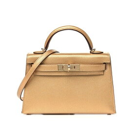 エルメス ミニケリー ケリーミニ2 ミニドゥ 外縫い ドレ メタリックゴールド シェーブル シャムキラ パーマブラス シャンパンゴールド金具 HERMES KELLY MINI 2 SELLIER 20 DORE METALLIC GOLD CHEVRE CHAMKILA PERMABRASS GOLD HARDWARE