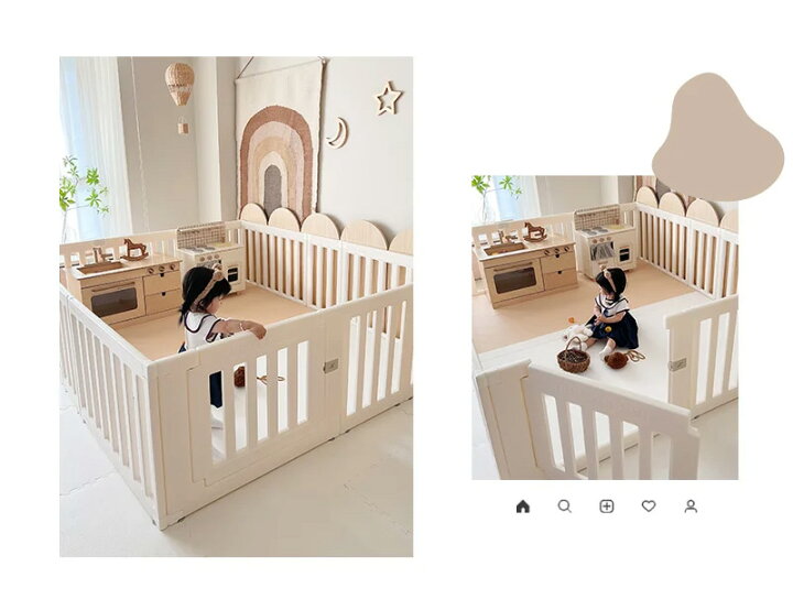 楽天市場】ベビーサークル ホワイト シンプル ドアロック 扉付き 120 