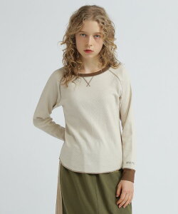 ��AVIREX �����ʔ́b�sWOMAN�tBICOLOR HONEYCOMBI WAFFLE T-SHIRT/�o�C�J���[�n�j�J�����b�t��T�V���c(�A�r���b�N�X �A���B���b�N�X)���f�B�[�X ����