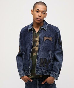AVIREX ʔ́bLEATHER PATCH DENIM JACKET / U[pb` fjWPbg(ArbNX ABbNX)Y j