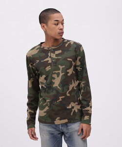 AVIREX ʔ́bsWEBtsDAILY/fC[t RIB L/S HENLEY NECK T-SHIRT CAMOUFLAGE /u w[lbN TVc(ArbNX ABbNX)Y j