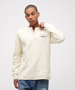 AVIREX ʔ́bscXtHONEYCOMB WAFFLE HENRY NECK NAVAL T-SHIRT/njJbt w[lbN lCoTVc(ArbNX ABbNX)Y j