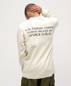 AVIREX ʔ́bsWEB&DEPOTtSTENCIL HONEYCOMB WAFFLE L/S T-SHIRT/XeV njJbt  TVc(ArbNX ABbNX)Y j