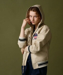 ZAVIREX ʔ́bsWOMANtSIGNATURE HOODED LEATHER/VOl[`[ t[h U[(ArbNX ABbNX)fB[X 