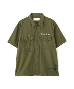 ��AVIREX �����ʔ́bAGED-LOOK S/S UTILITY SHIRT/�G�C�W�h���b�N ���� ���[�e�B���e�B�V���c(�A�r���b�N�X �A���B���b�N�X)�����Y �j��