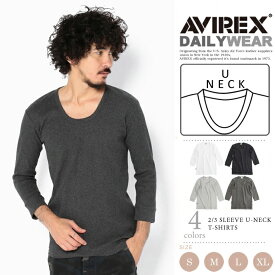 AVIREX 公式通販・DAILY WEAR | デイリーウエアーをアップデート!!抗菌・防臭効果で気になるニオイをシャットアウト!!七分袖 Uネック Tシャツ2/3 SLEEVE U-NECK T-SHIRT(アビレックス/アヴィレックス)メンズ 男性