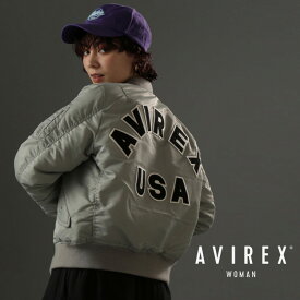 AVIREX 公式通販 | レディースサイズ 背中にロゴ！定番フライトジャケット 新色を加え新登場！！ WOMENS MA-1 COMMERCIAL LOGO / エムエーワンコマーシャル ロゴ (アビレックス アヴィレックス)ウィメンズ 女性 中わた アウター 大きめ