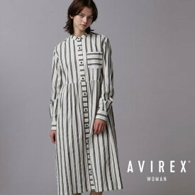 AVIREX 公式通販｜STRIPE GATHER SHIRT ONE PIECE/ストライプ ギャザーシャツワンピース(アビレックス アヴィレックス)レディース 女性