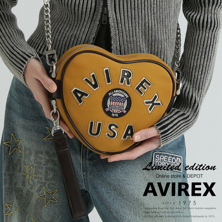 楽天市場】AVIREX 公式通販｜《直営店限定》LX VARSITY LEATHER HEART AVIREX ヒョウ柄 ハート型ショルダーバッグ