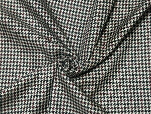 イタリア製輸入生地【A7−9】 レッド、ダークグリーン、ホワイトの千鳥格子模様柄 シルク100% 150x120cm  スーツ、スカート、ジャケットなどに