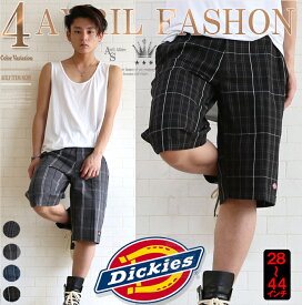 【本日限定！実質無料555円以上で555円オフ】 Dickies ディッキーズ メンズ チェック ハーフパンツ　ショートパンツ 4カラー アメカジ 大きいサイズ ブラック 黒 グレー ブルー チャコール スポーツ おしゃれ 2024