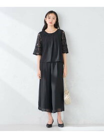 【SALE／10%OFF】【結婚式/お呼ばれに】レースドッキングブラウス・パンツセットアップ a.v.v アー・ヴェ・ヴェ ワンピース・ドレス ワンピース ブラック ブルー【RBA_E】【送料無料】[Rakuten Fashion]