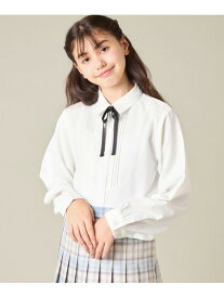 [150-160]【卒服/シワになりにくい】リボンタイ付きピンタックブラウス a.v.v アー・ヴェ・ヴェ トップス シャツ・ブラウス ホワイト【送料無料】[Rakuten Fashion]