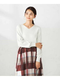 【SALE／30%OFF】【洗える】ラメVネック美ラクるパフスリーブニット a.v.v アー・ヴェ・ヴェ トップス ニット ホワイト ネイビー【RBA_E】[Rakuten Fashion]