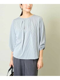 【SALE／50%OFF】タックスリーブストライプトップス a.v.v アー・ヴェ・ヴェ トップス カットソー・Tシャツ ホワイト ブルー【RBA_E】[Rakuten Fashion]