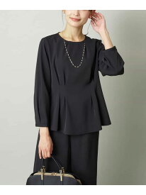 【SALE／30%OFF】【洗える/イージーケア】サテンストレッチペプラムブラウス【セットアップ対応】 a.v.v アー・ヴェ・ヴェ トップス シャツ・ブラウス ネイビー ブラック グレー【RBA_E】【送料無料】[Rakuten Fashion]