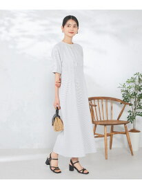 【SALE／37%OFF】【洗える/イージーケア/吸水速乾/UVカット】ウエストタックサッカーワンピース a.v.v アー・ヴェ・ヴェ ワンピース・ドレス ワンピース ネイビー グレー【RBA_E】【送料無料】[Rakuten Fashion]