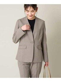 【SALE／70%OFF】【洗える/UVカット/接触冷感】オックスストレッチノーカラージャケット【Reflax】 a.v.v アー・ヴェ・ヴェ ジャケット・アウター ノーカラージャケット グレー ブラウン ネイビー【RBA_E】[Rakuten Fashion]